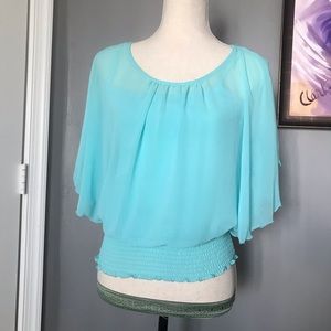Sheer Blouse with Banded Waist